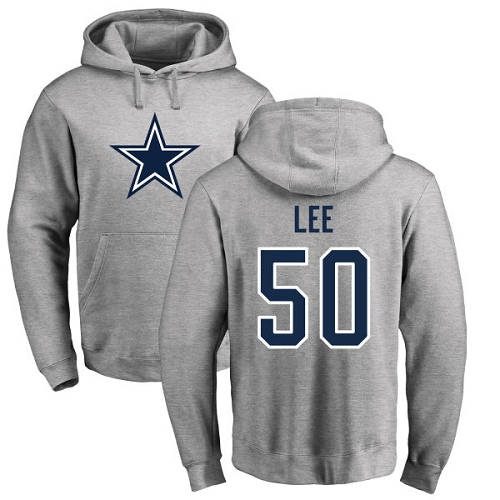 Men Dallas Cowboys Ash Sean Lee Name and Number Logo #50 Pullover NFL Hoodie Sweatshirts->nfl t-shirts->Sports Accessory